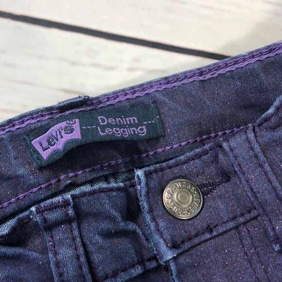 Levi’s Girls Purple Denim Leggings - Picture 5 of 7